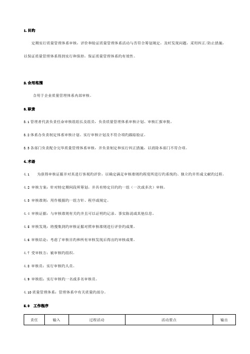 质量管理体系内审控制程序