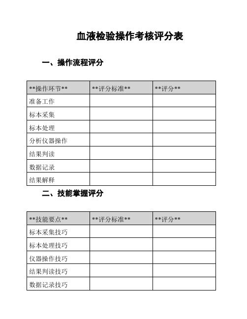 血液检验操作考核评分表