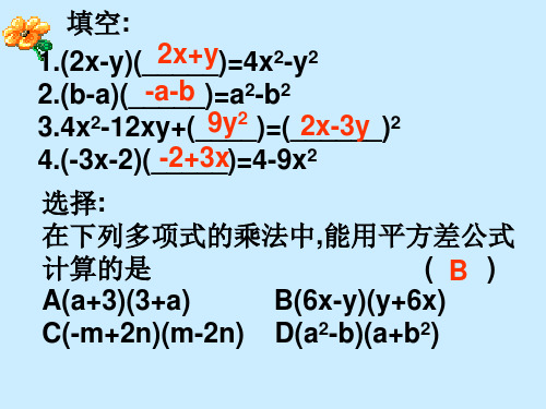 数学:第九章《从面积到乘法公式》复习课件(苏科版七年级下)(PPT)2-1