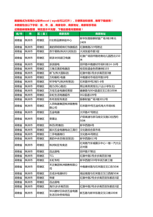 2020新版湖南省株洲市荷塘区家用电器工商企业公司商家名录名单联系电话号码地址大全106家