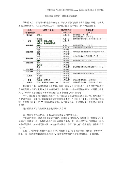 邂逅美丽的樱花韩国樱花游攻略