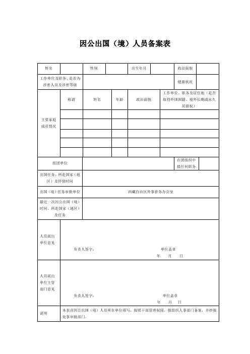 因公出国(境)人员备案表[001]