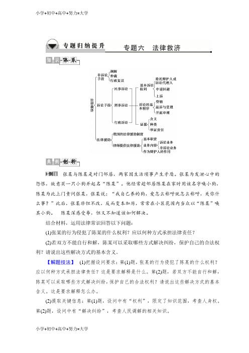 配套K12高中政治人教版选修五学案：专题6 专题归纳提升