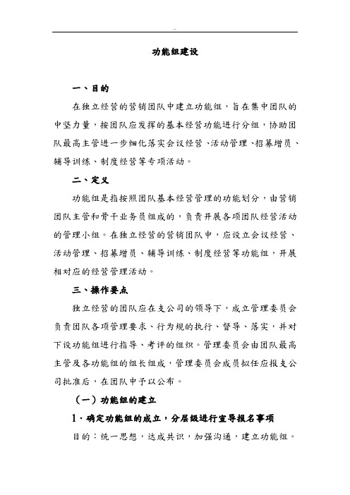 保险公司功能组的目的定义操作要点组织架构与工作职责实施要领激励及相关表单