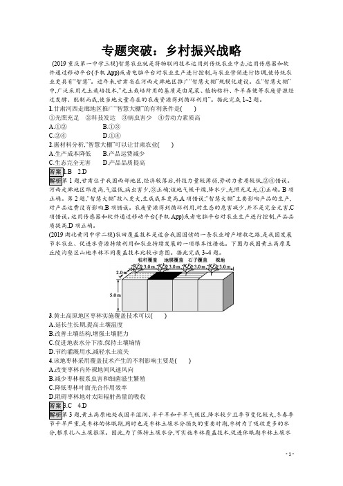 2020高考地理专题突破练习:乡村振兴战略 (结合最新相关习题)