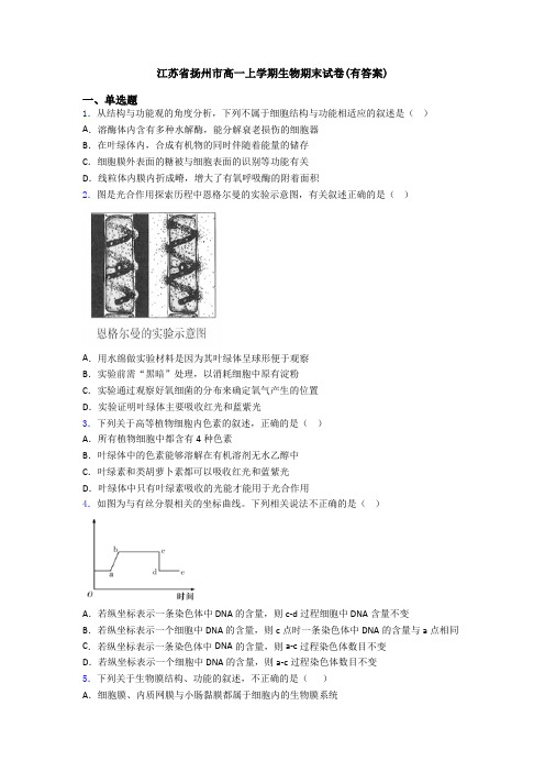 江苏省扬州市高一上学期生物期末试卷(有答案)