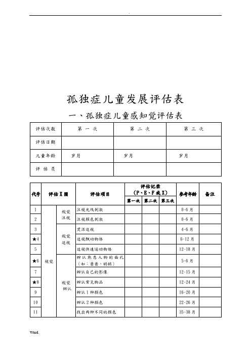 孤独症儿童发展评估__评估表(最终版)