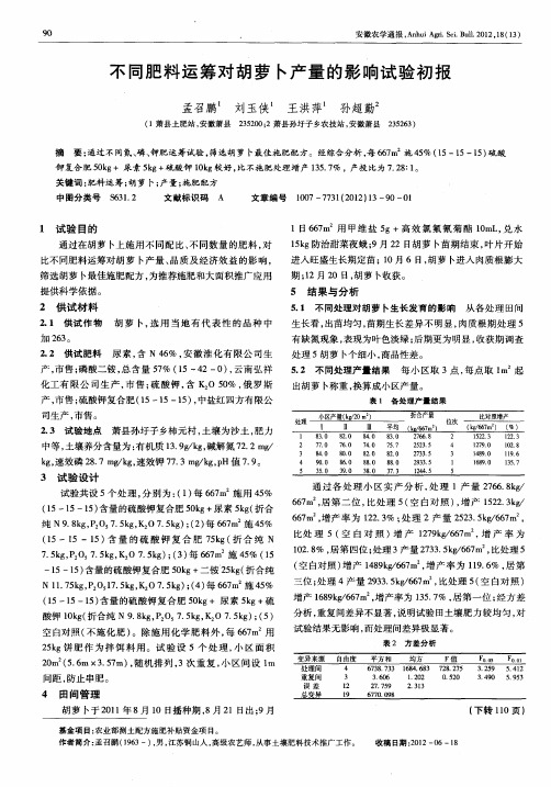 不同肥料运筹对胡萝卜产量的影响试验初报