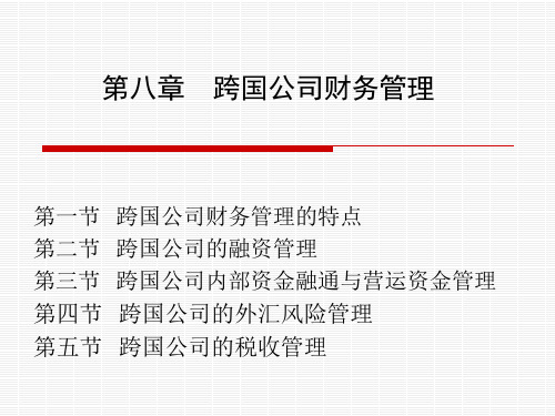 第八章跨国公司财务管理