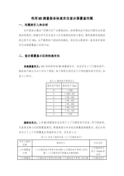 利用MR测量报告快速定位室分弱覆盖问题