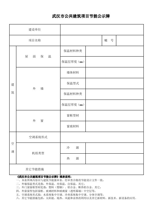 武汉市民用及公共建筑项目节能公示牌