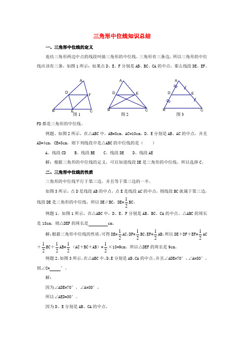 八年级数学下册 2.4 三角形的中位线 三角形中位线知识总结素材 (新版)湘教版