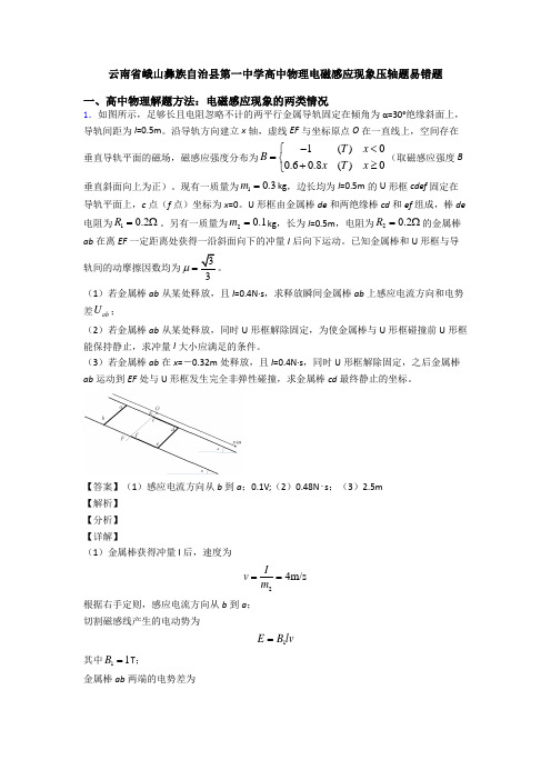 云南省峨山彝族自治县第一中学高中物理电磁感应现象压轴题易错题