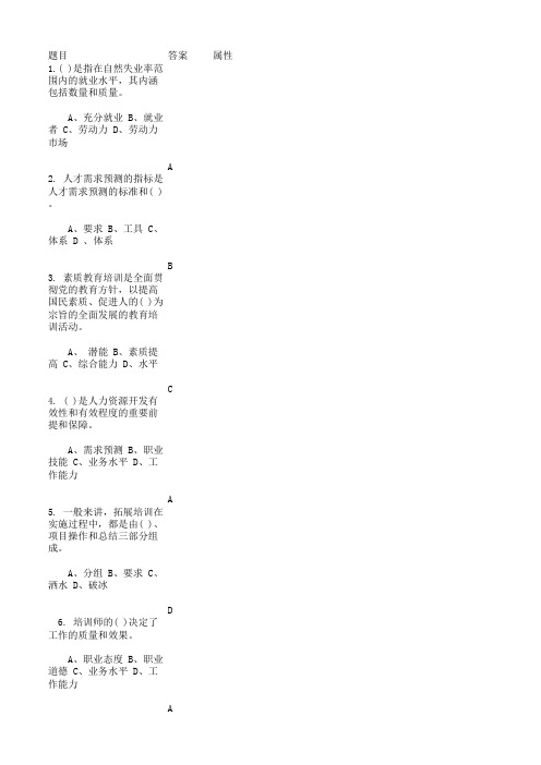 2010年5月企业培训师一级《理论知识》真题