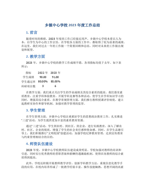 镇中心学校2023年度工作总结