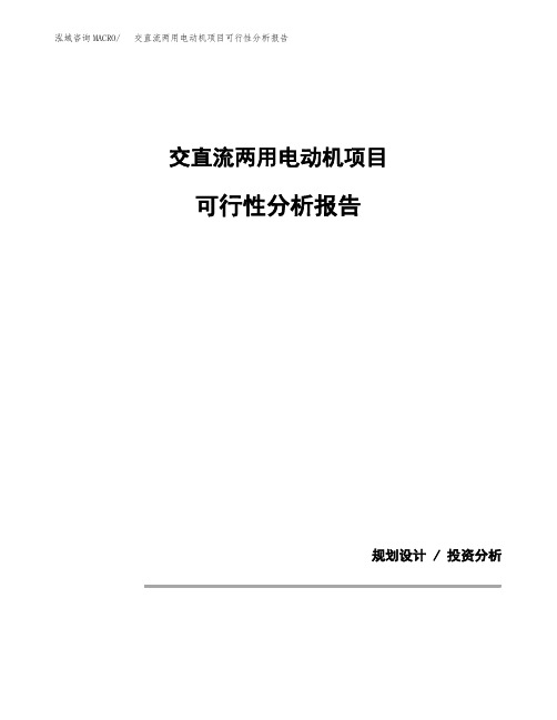 交直流两用电动机项目可行性分析报告(模板参考范文)