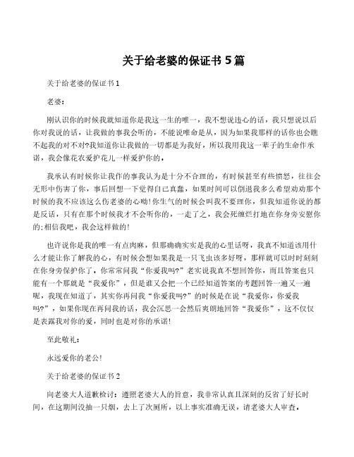 关于给老婆的保证书5篇