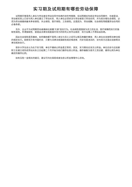 实习期及试用期有哪些劳动保障