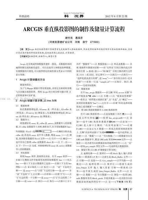 ARCCIS垂直纵投影图的制作及储量计算流程