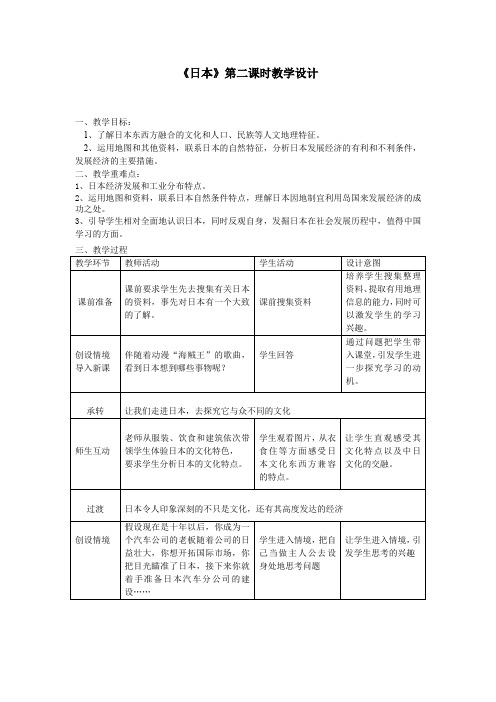 初中地理_日本教学设计学情分析教材分析课后反思