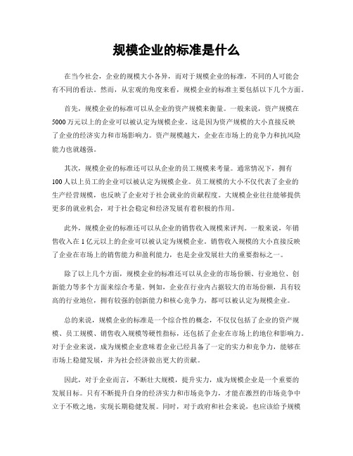 规模企业的标准是什么