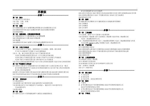 高中数学苏教版教材目录(必修+选修)