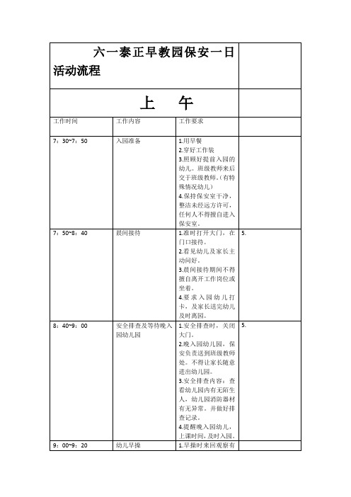 幼儿园保安工作细则