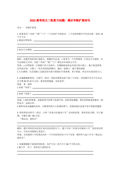 2022高考语文二轮复习 课后专练扩展语句