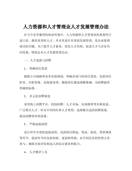 人力资源和人才管理业人才发展管理办法