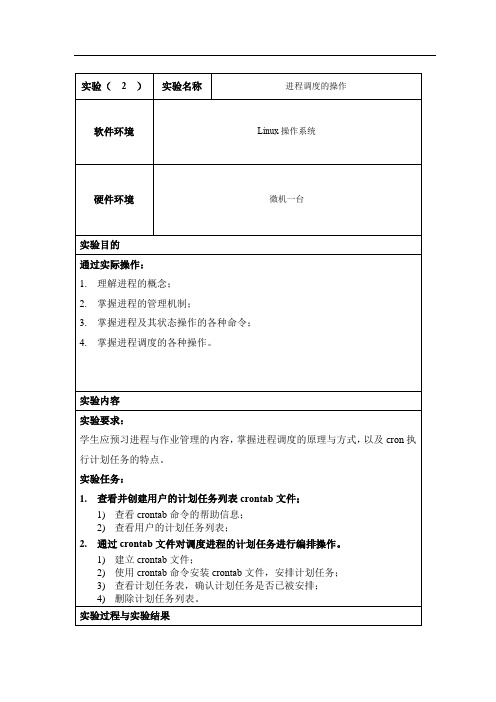 Linux操作系统实验2-进程调度的操作