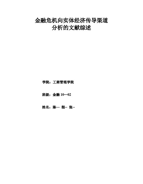 金融危机向实体经济传导渠道分析的文献综述