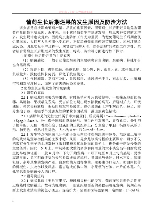 葡萄生长后期烂果的发生原因及防治方法