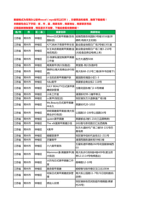 2020新版江苏省常州市钟楼区美甲工商企业公司商家名录名单联系电话号码地址大全161家