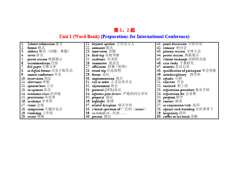 实用英语Unit 1 (Word Bank)(第1、2组)