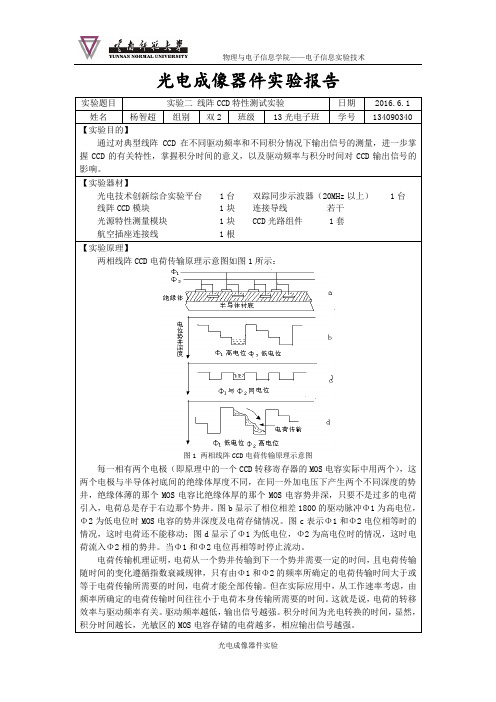 实验四 线阵CCD特性测试实验