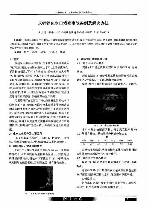 天钢钢包水口堵塞事故实例及解决办法