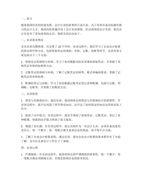 两周的会计实训报告总结