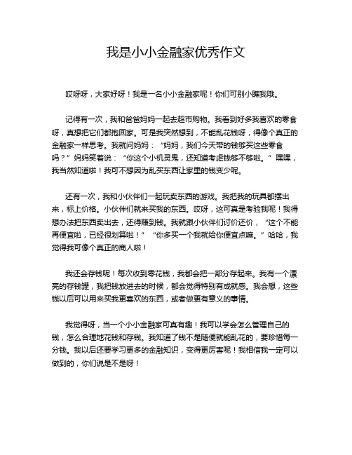 我是小小金融家优秀作文