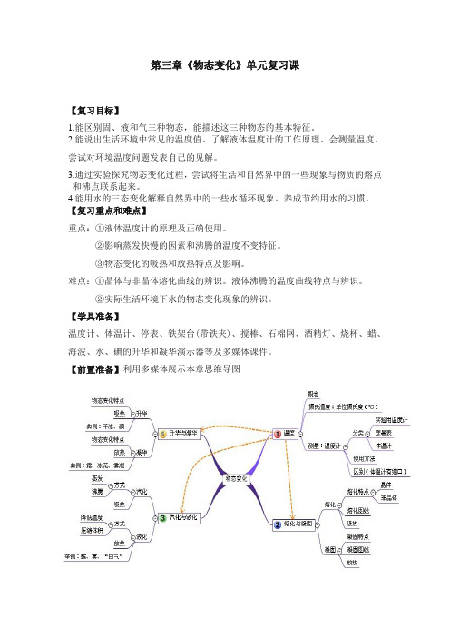 新人教版八年级物理上册 第3章《物态变化》复习课教案设计(含答案)[推荐]