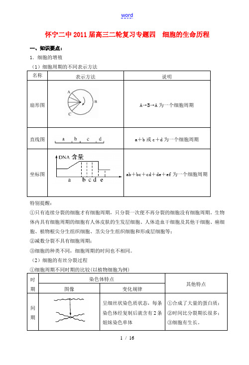高考生物 第4讲 细胞的生命历程知识精讲