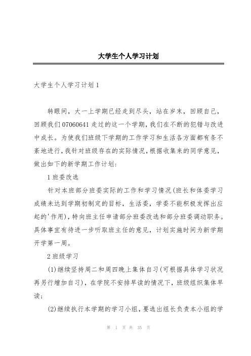 大学生个人学习计划