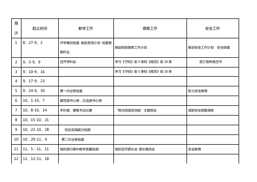 2012-2013学年度第一学期校历表