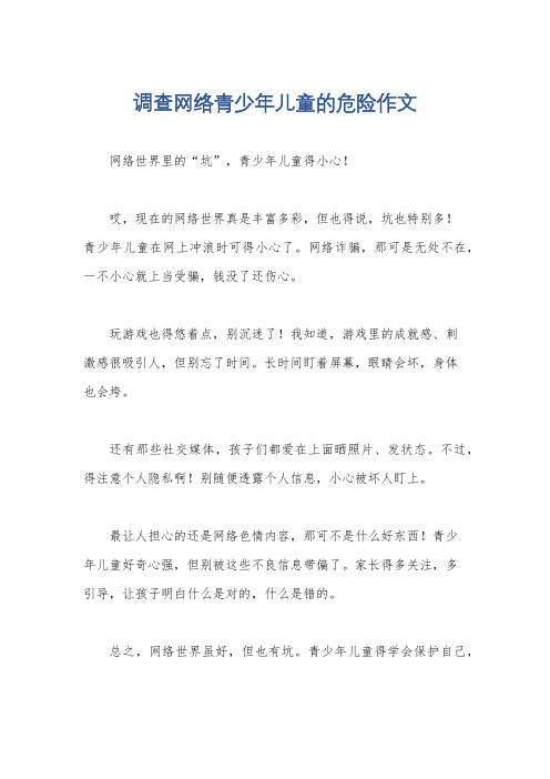 调查网络青少年儿童的危险作文