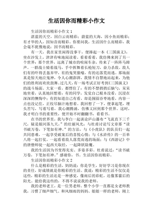 生活因你而精彩小作文