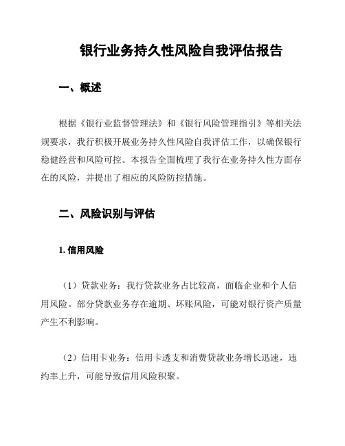 银行业务持久性风险自我评估报告