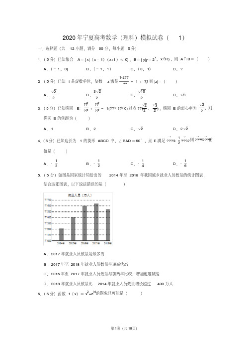 2020年宁夏高考数学(理科)模拟试卷(1) 含详细答案解析