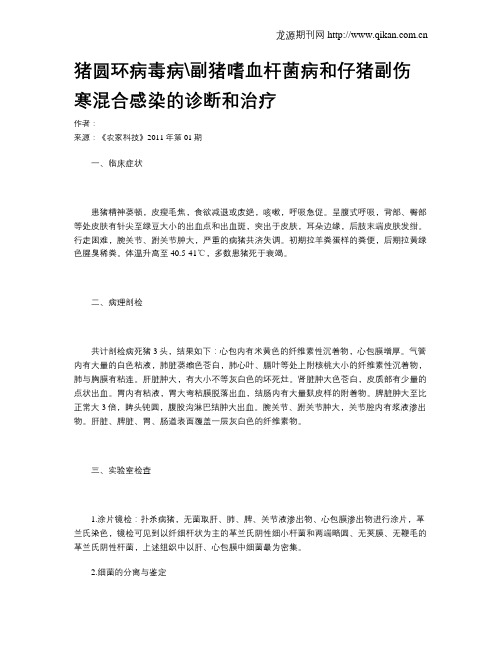 猪圆环病毒病副猪嗜血杆菌病和仔猪副伤寒混合感染的诊断和治疗