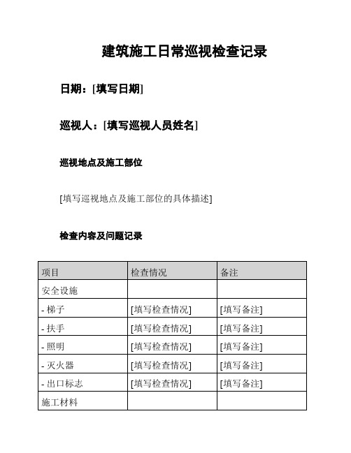 建筑施工日常巡视检查记录