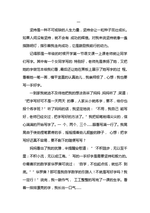 坚持,我的生活主旋律作文