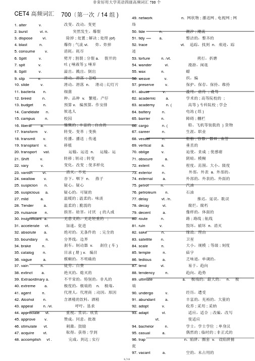 非常好用大学英语四级高频词汇700个